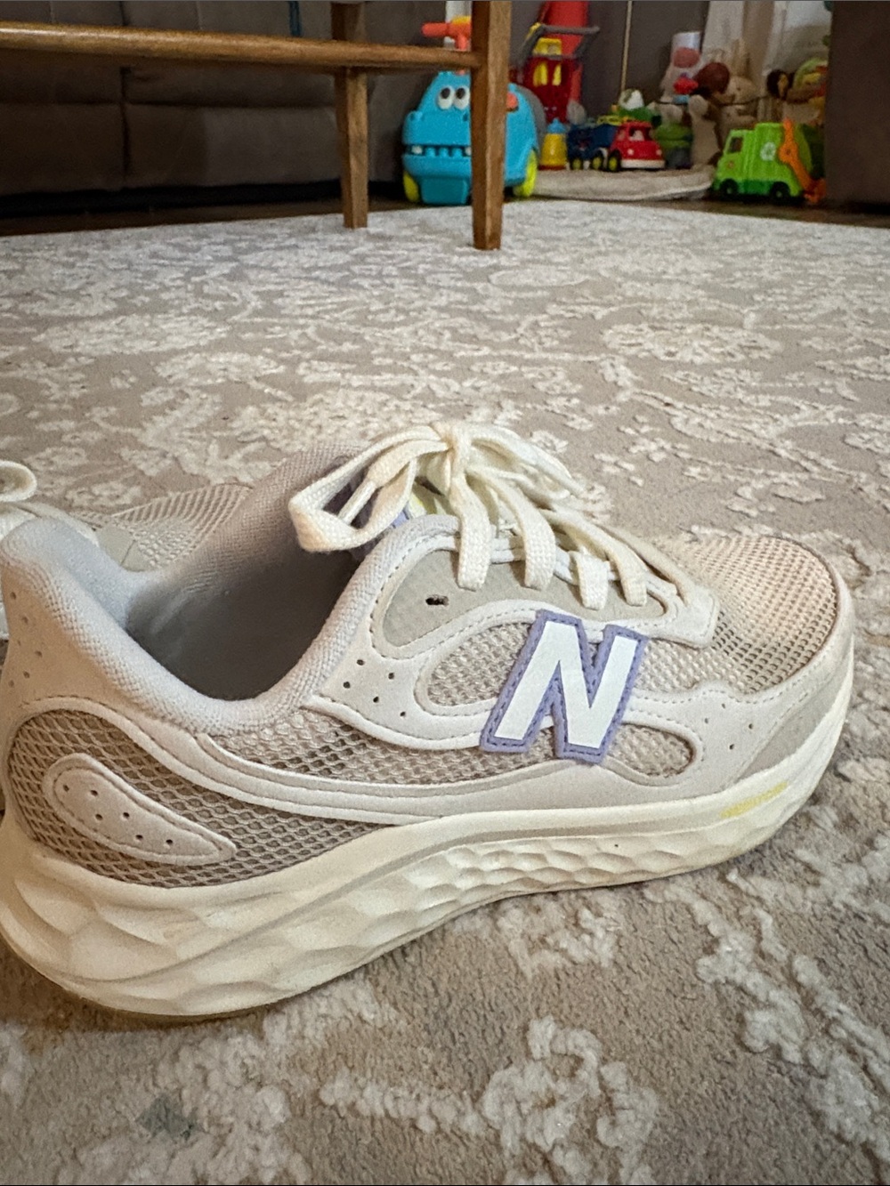 New Balance Women's Cream and Light Lavender Athletic Sneakers